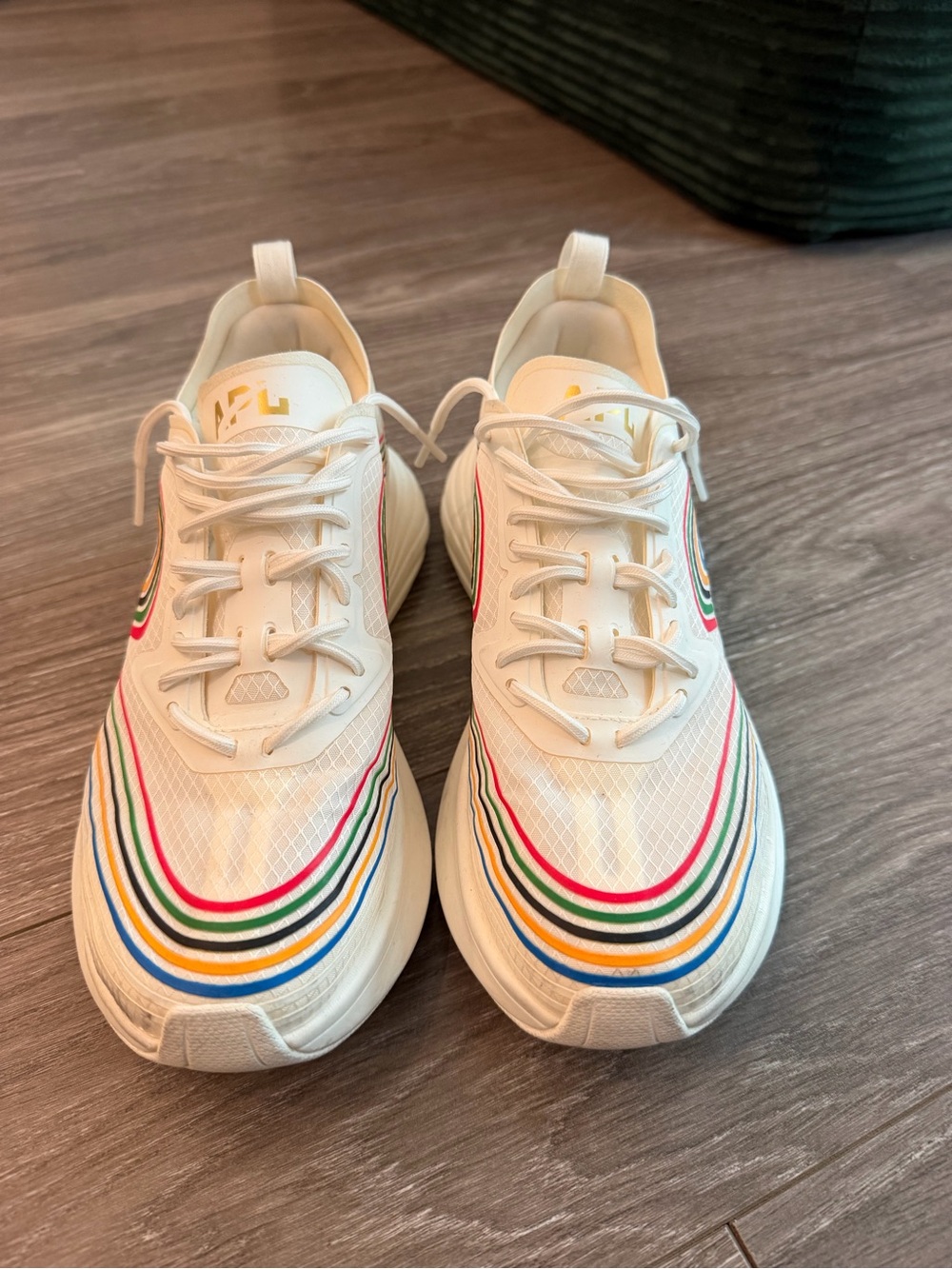 APL Women’s White Rainbow-Striped Running Sneakers